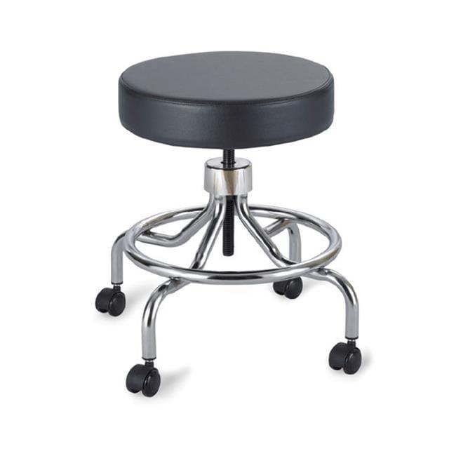 Adjustable Black Metal Swivel Lab Stool with Casters