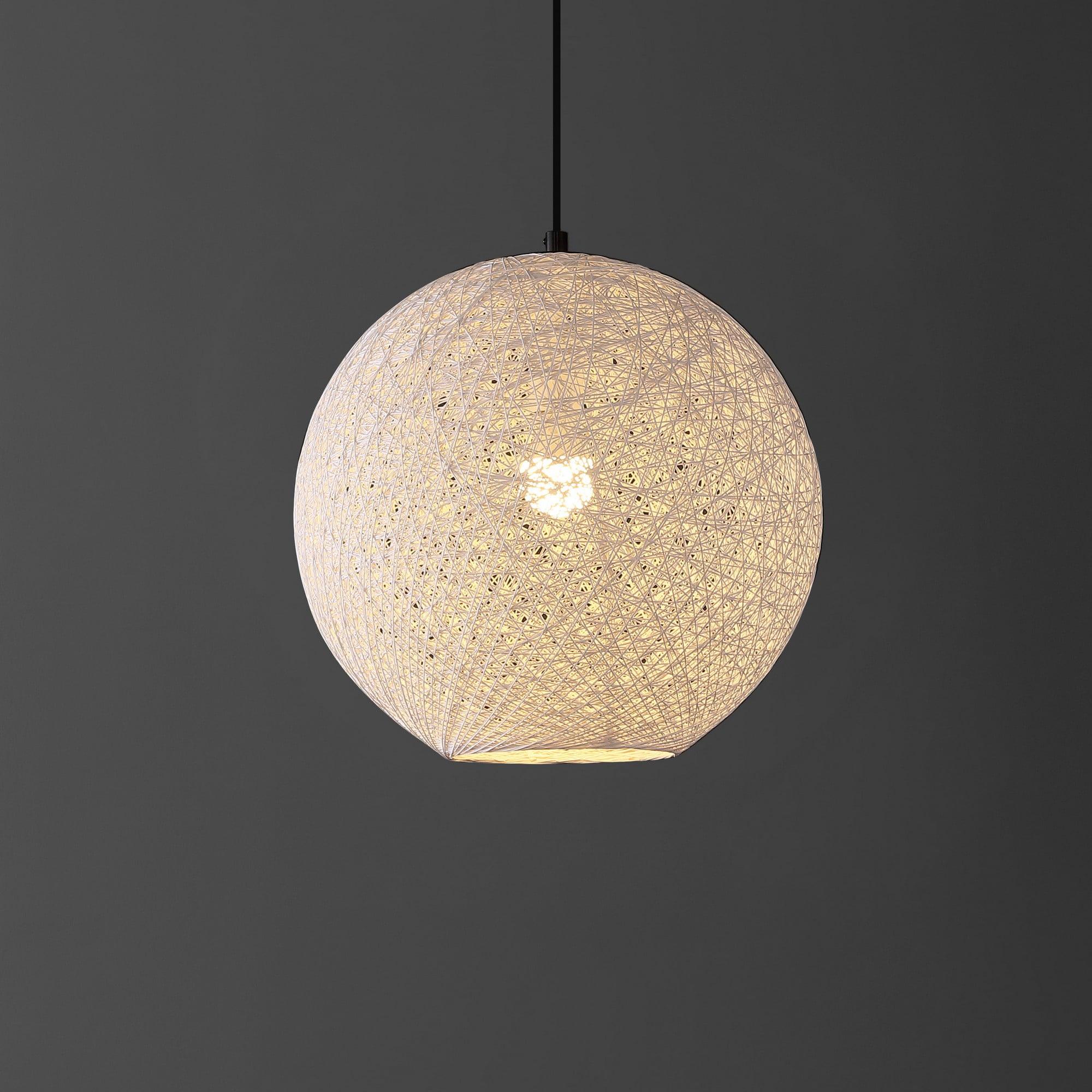 Isla Jade 12" Lacey Bohemian Minimalist Iron/Rope Woven Globe LED Pendant White/Black : 20x20 Inch Polyester, Machine Washable Cloth Napkins