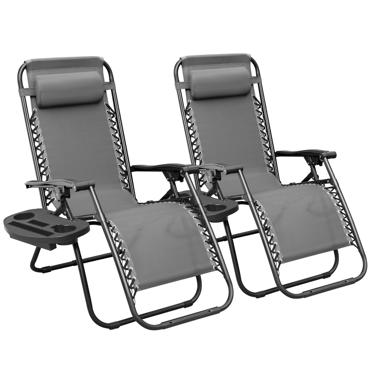 Gray Steel Frame Zero Gravity Reclining Lounger with Cushions