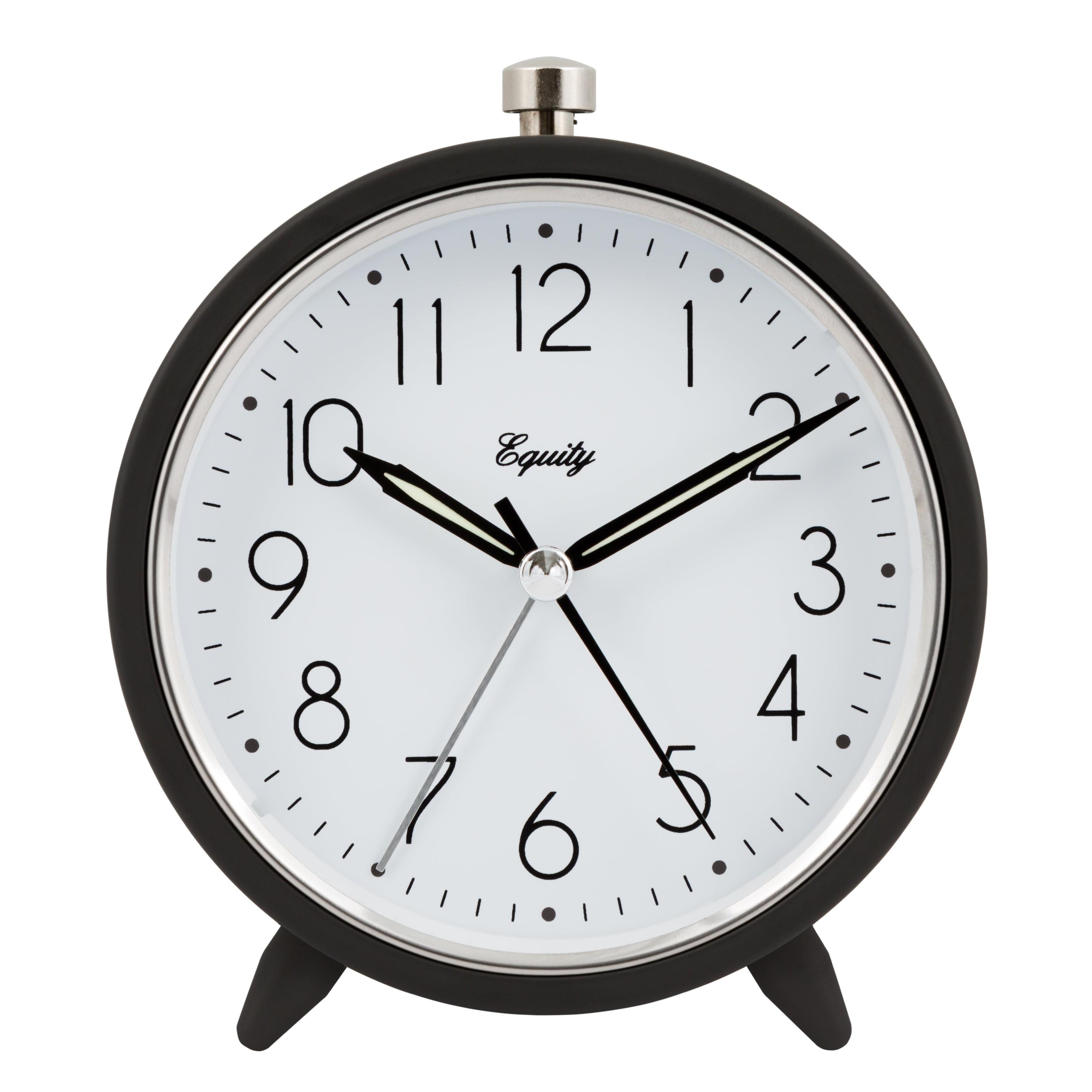 Dark Gray Metal Silent Sweeping Quartz Alarm Clock