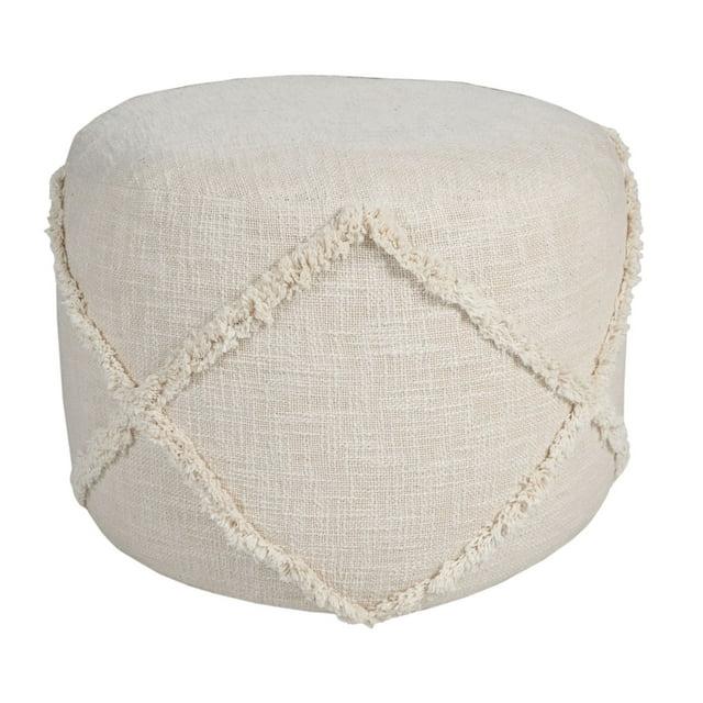 Foundry Select Ridgely Casual Solid Handmade Cotton Round Upholstered Ottoman Pouf