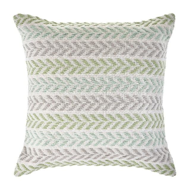 Laddha Home Designs 18" Green and Purple Hand Woven Chevron Square Throw Pillow