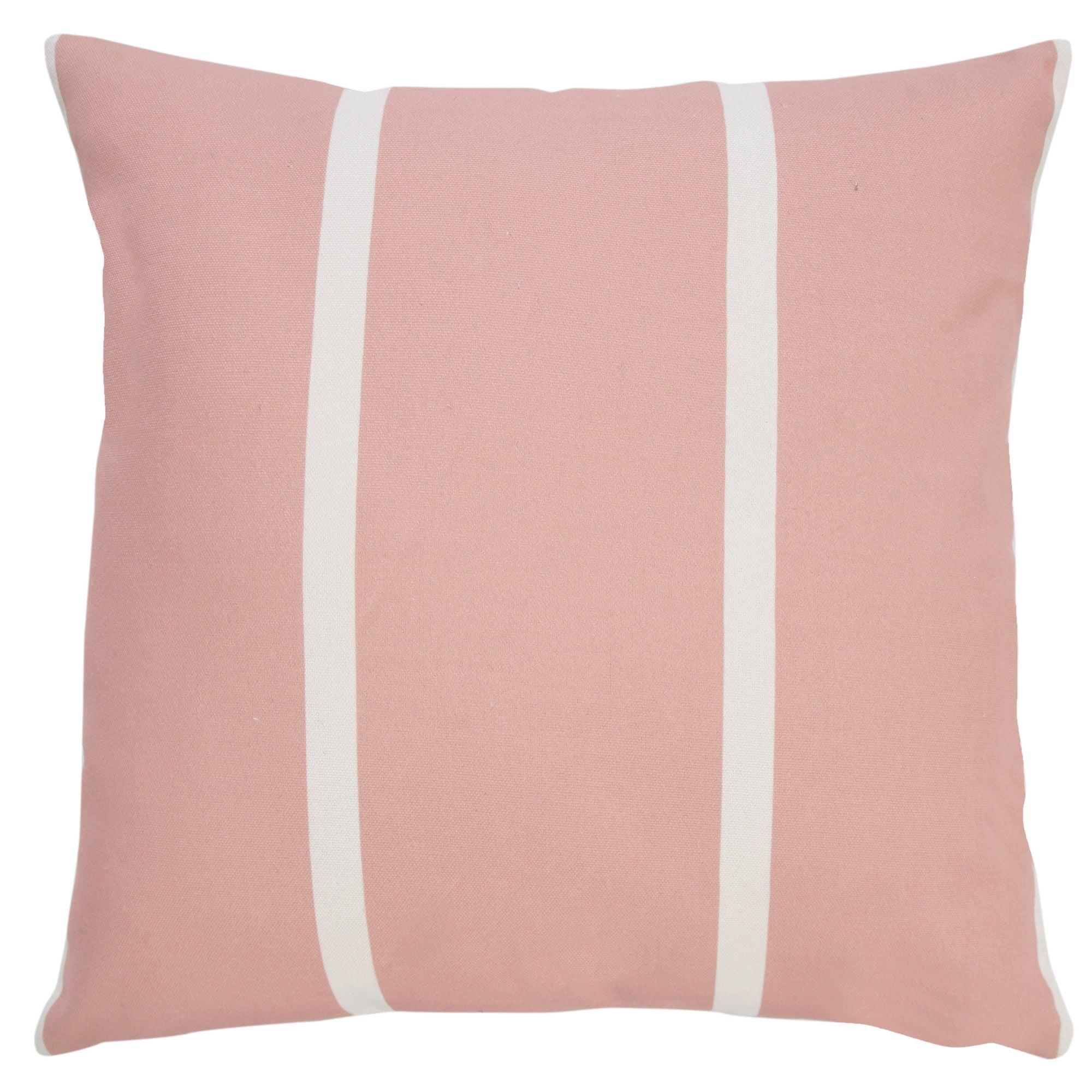 20" Pink and White Striped Square Outdoor Throw Pillow