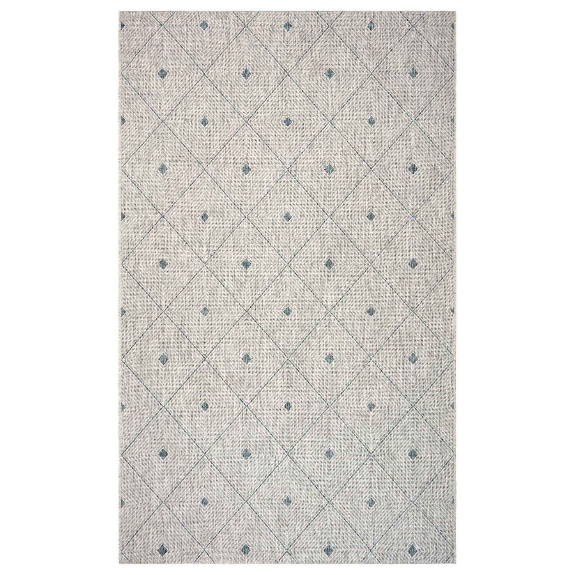 LR Home Victoria 5' x 8' Blue/Gray Diamond Indoor/Outdoor Area Rug