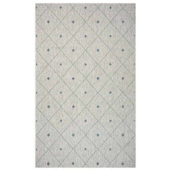 LR Home Victoria 5' x 8' Blue/Gray Diamond Indoor/Outdoor Area Rug