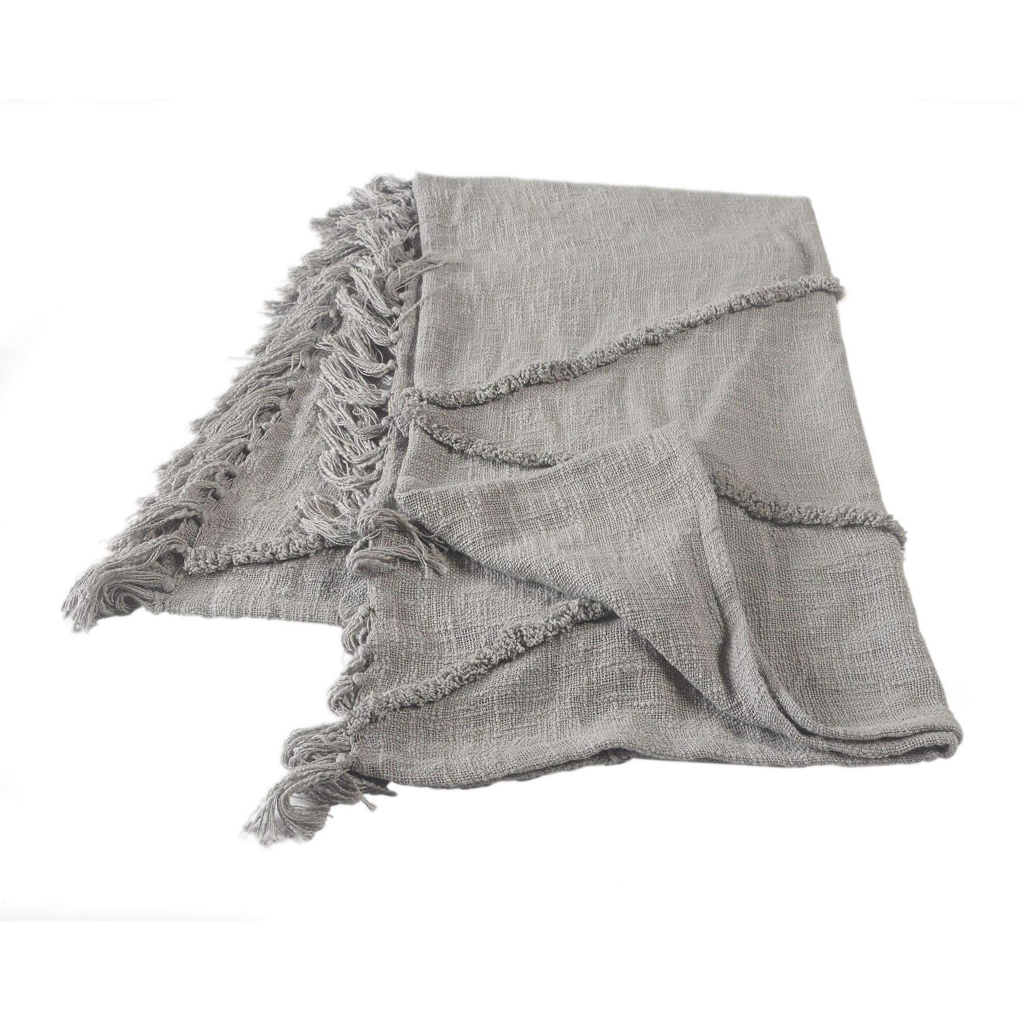 Evette Rios Sierra Handmade Woven Solid Color Fringed 100% Cotton Throw Blanket