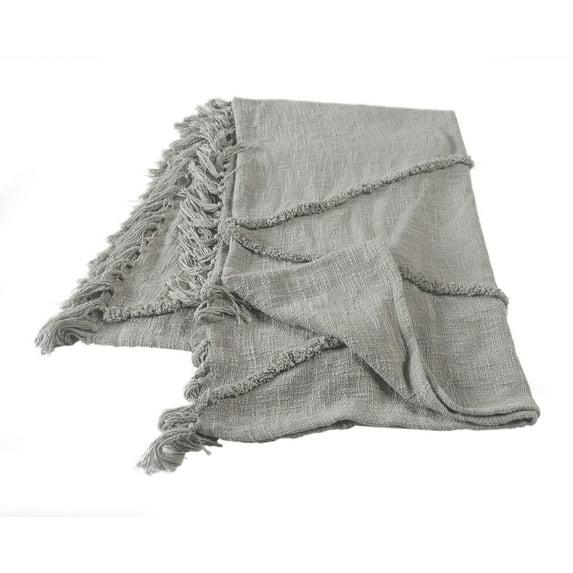 Evette Rios Sierra Handmade Woven Solid Color Fringed 100% Cotton Throw Blanket