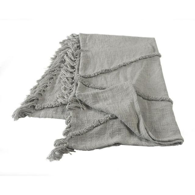 Evette Rios Sierra Handmade Woven Solid Color Fringed 100% Cotton Throw Blanket