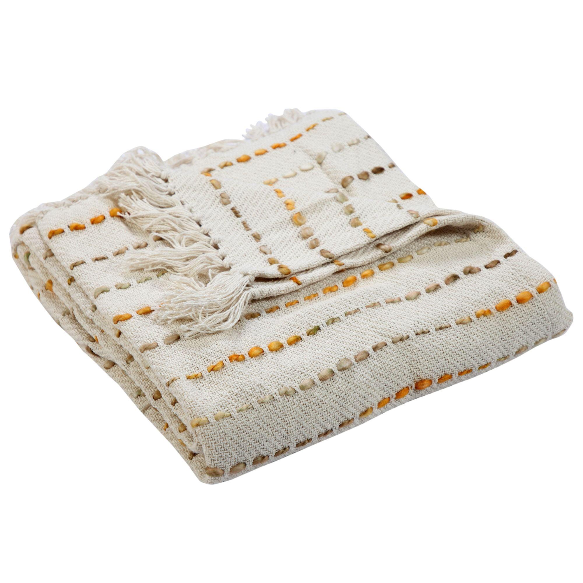 Rajani Home Deep Ombre Striped Handmade Woven Throw Blanket with Fringe