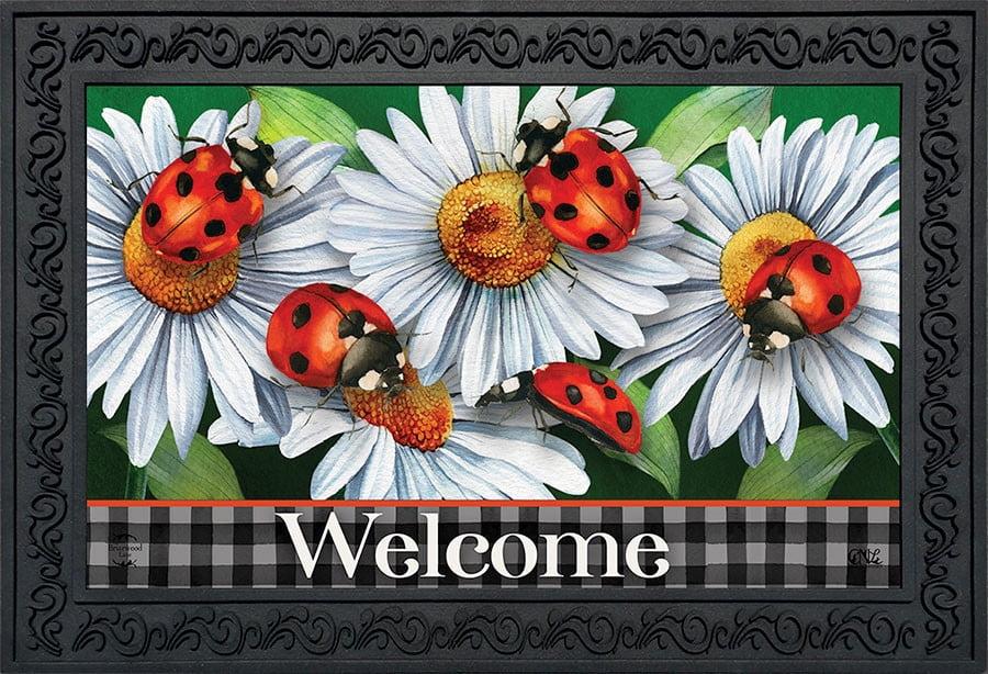 Briarwood Lane Spring Doormat 30x18 Indoor Outdoor Ladybugs and Daisies For Spring Doormat