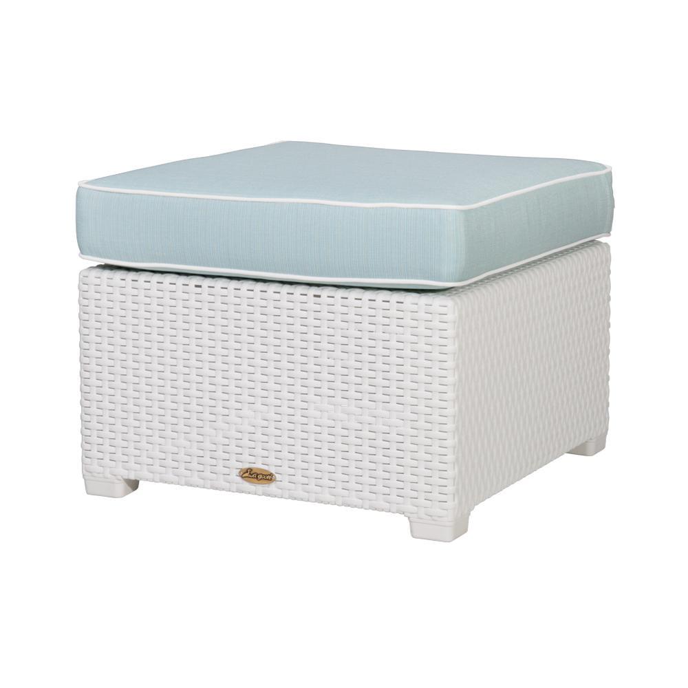 Magnolia Rattan Ottoman - Lagoon