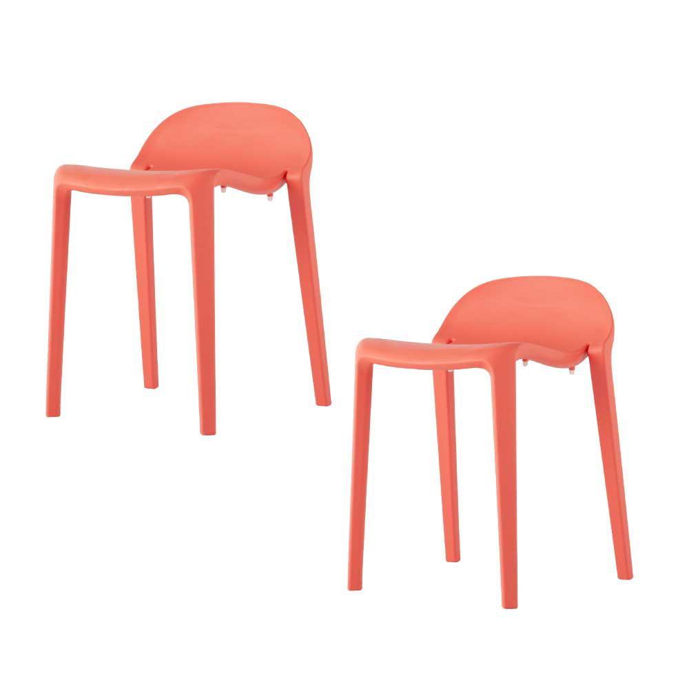 2pc Joyous Short Stools - Salmon - Lagoon: Resin, Contoured, No Assembly, Patio-Compatible