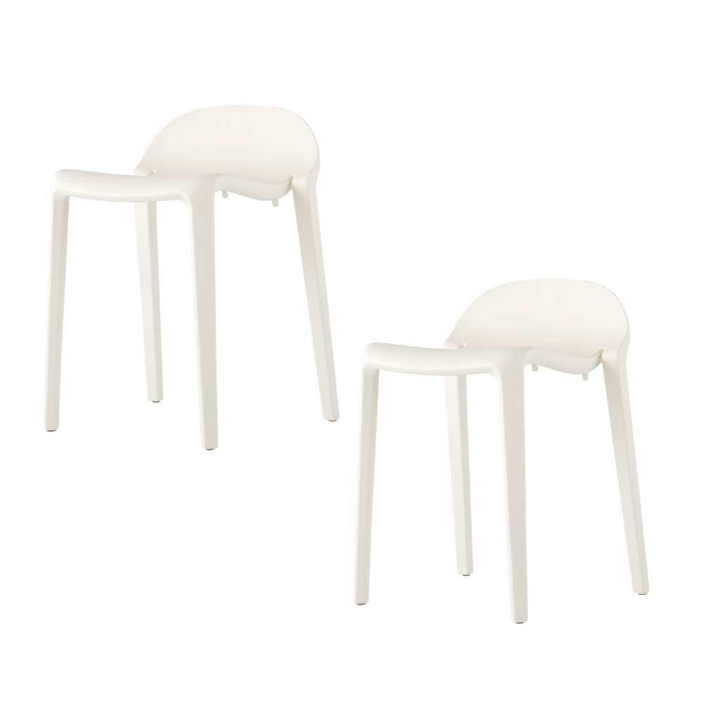 2pc Joyous Short Stools - White - Lagoon: Resin Frame, Mold & UV Resistant, No Assembly Required