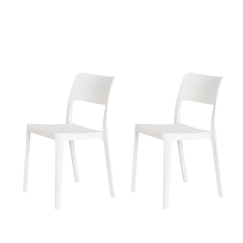 2pk La Vie Stackable Patio Armless Chairs White - Lagoon: Resin Outdoor Furniture, Mold & UV Resistant