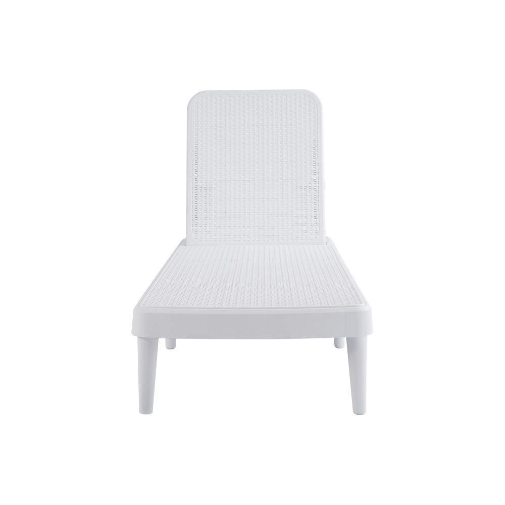 Tahiti Rattan Chaise Lounge - White - Lagoon: Resin Adjustable Back, Mold & UV Resistant Patio Lounger