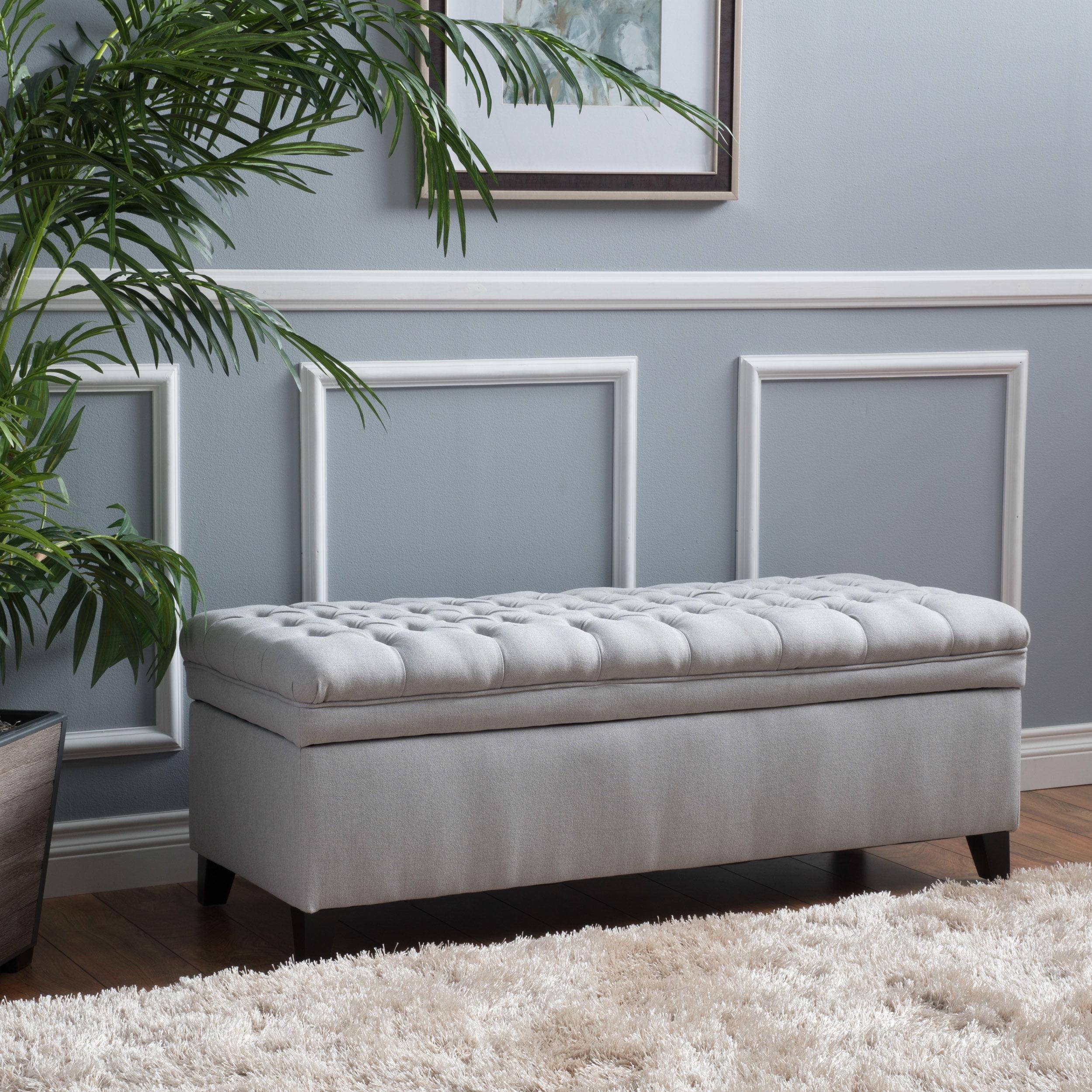 Christopher Knight Home Juliana Storage Ottoman Light Gray: Upholstered, Hardwood Frame, 250lb Capacity