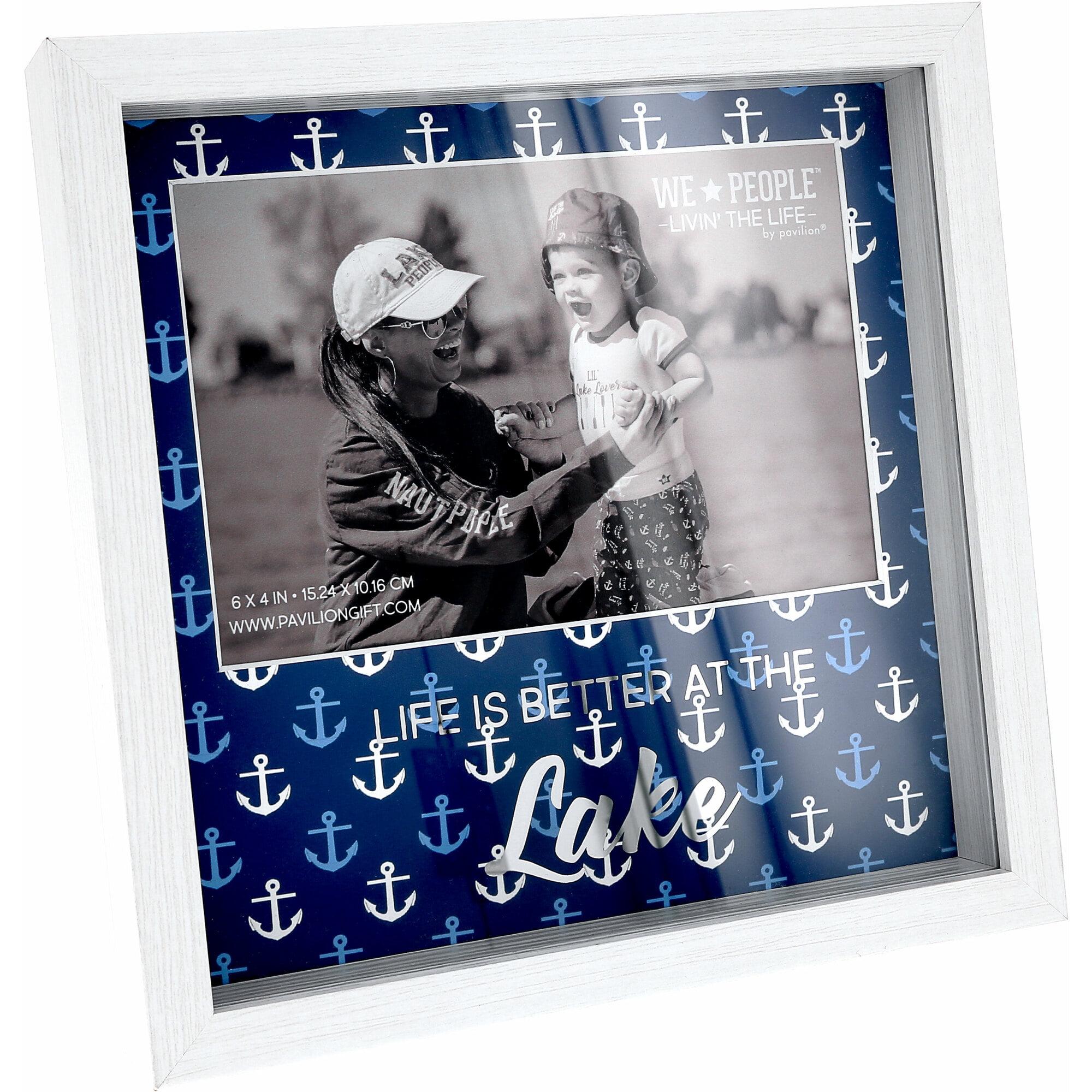 White 7.5" Square Shadow Box Frame with Anchor Pattern