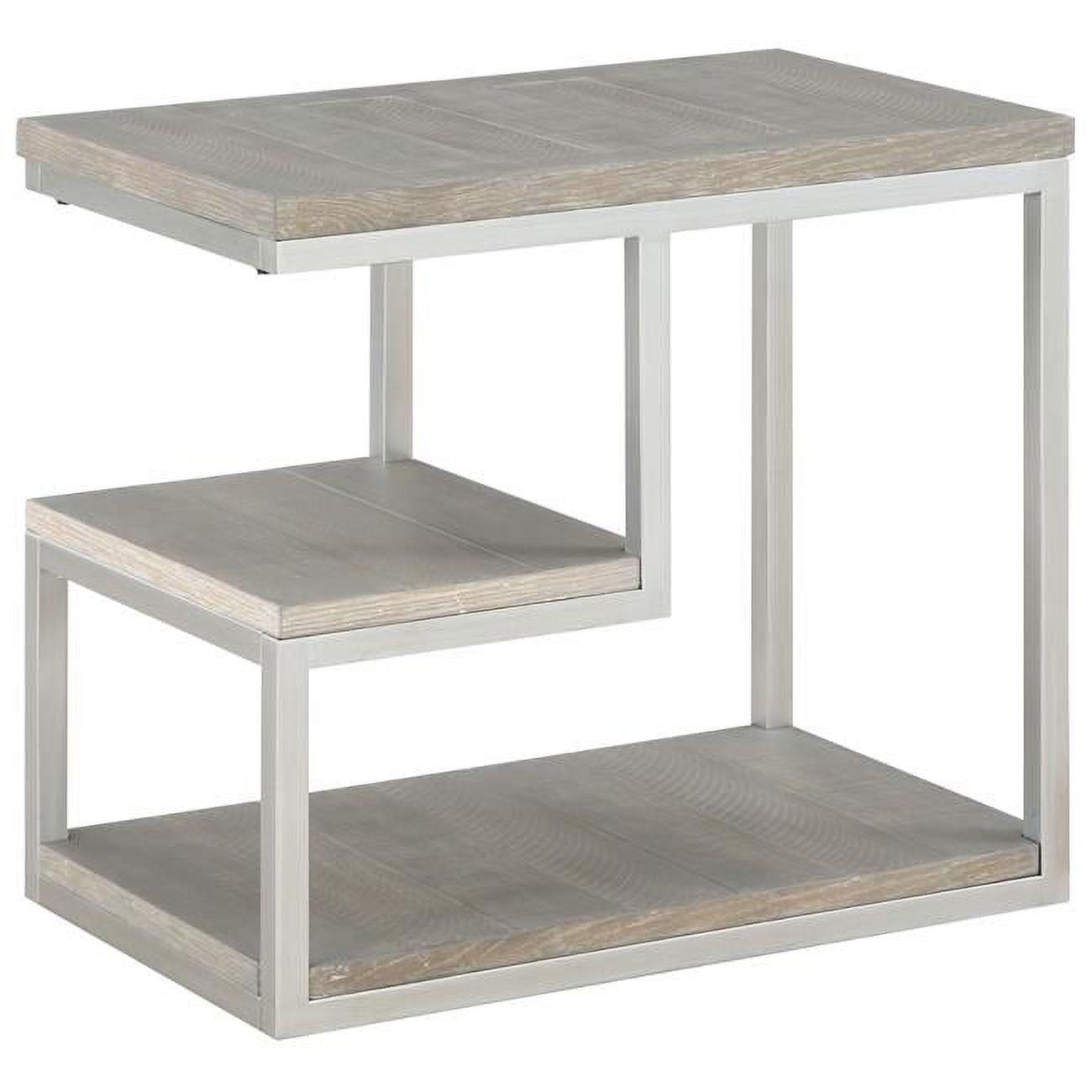 Musk Gray and Natural Wood Metal Chairside Table