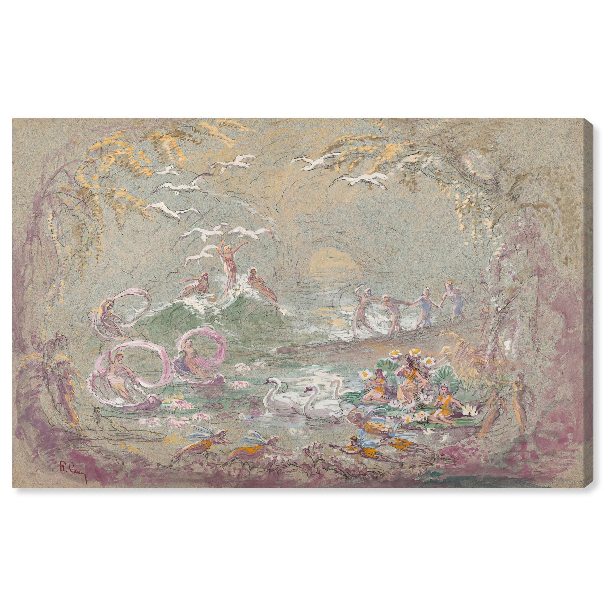 Art Remedy Lake Scene with Fairies Canvas Classic Landscape Art by Art Remedy