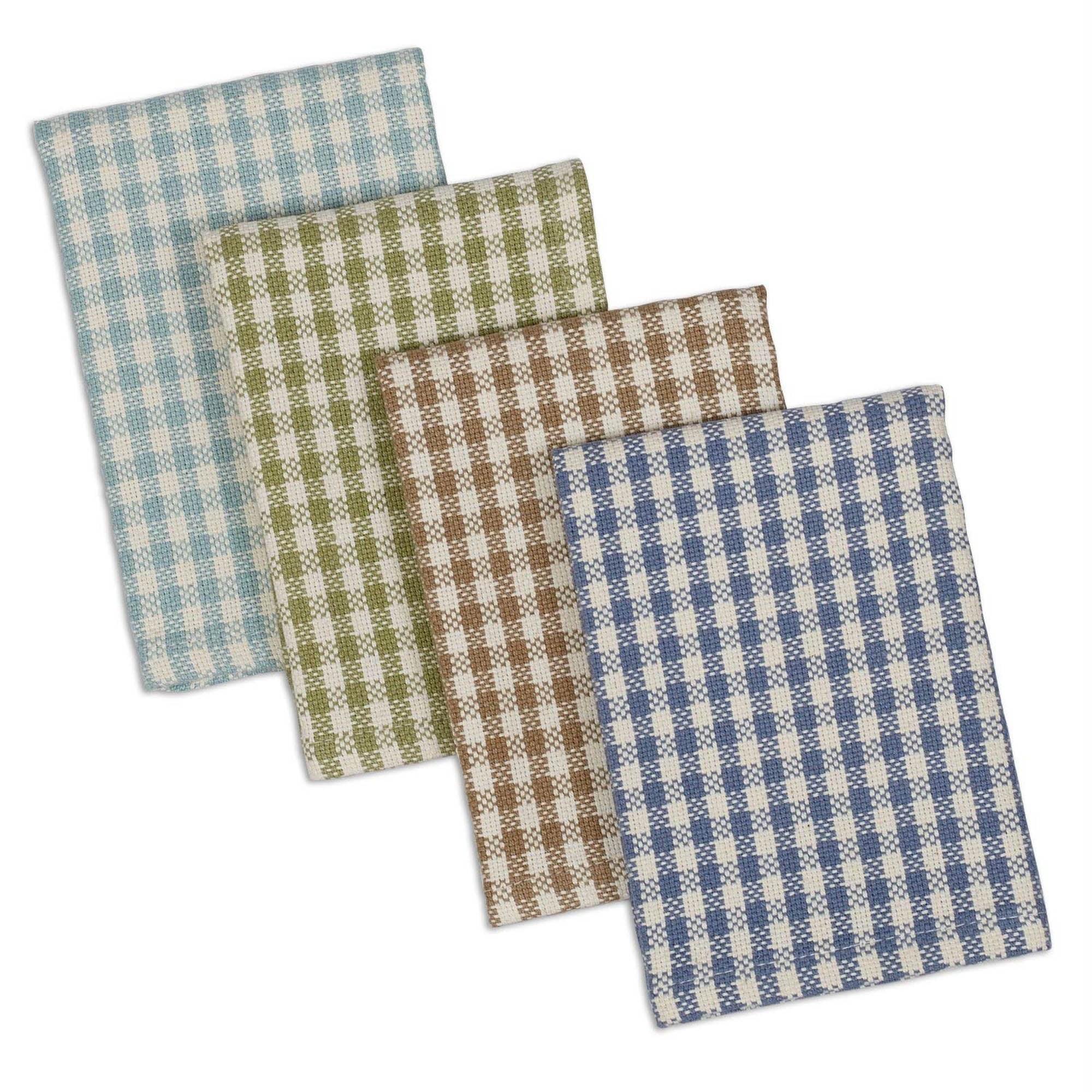 Lake House Blues Check Cotton Dishcloth Set of 4