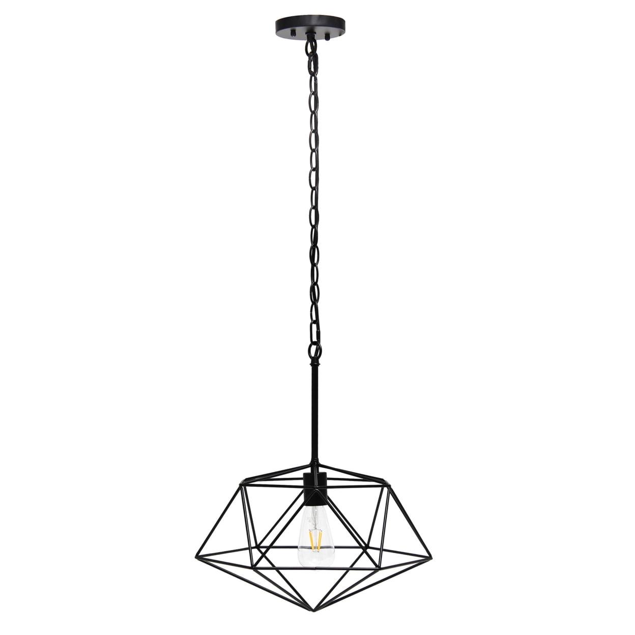 Black Geometric Metal Wire Ceiling Pendant Light