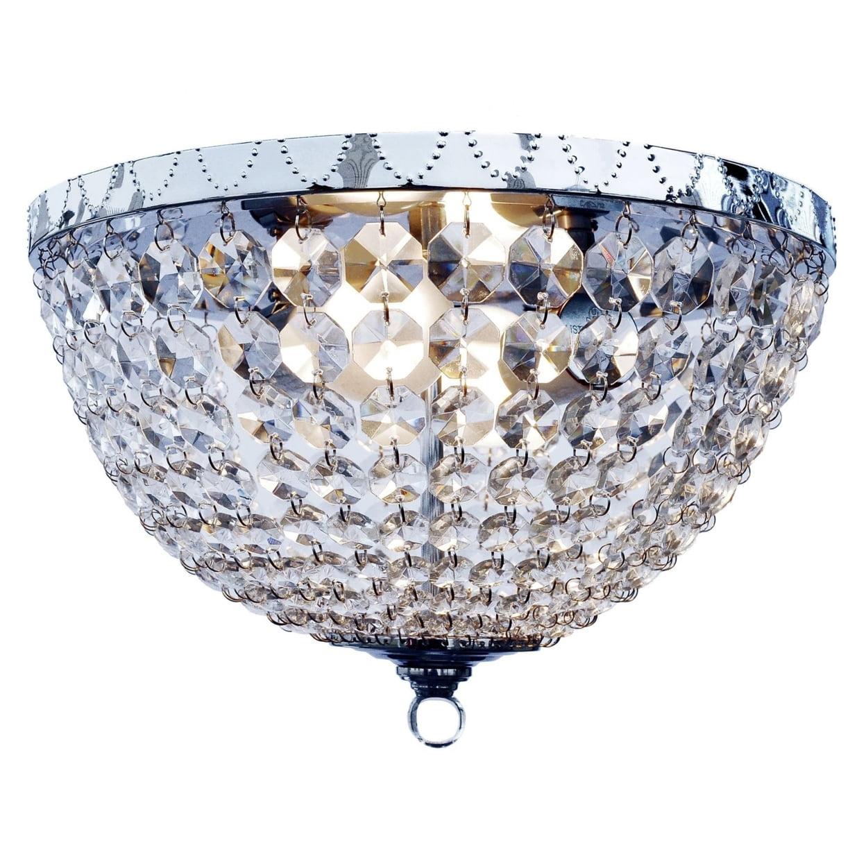 Chrome Crystal 2-Light Dome Ceiling Flush Mount