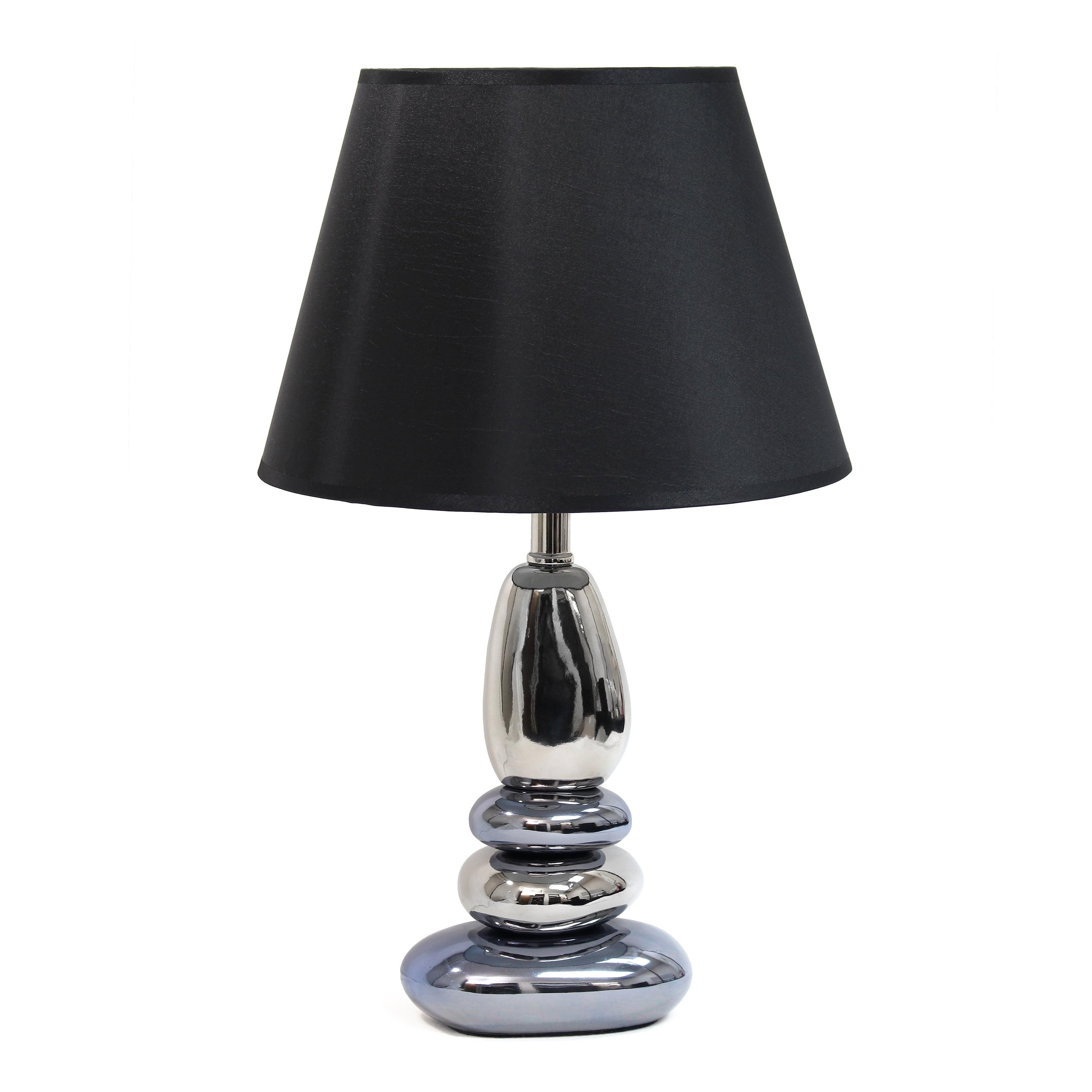 Lalia Home 21.5" Contemporary Ebb and Flow Stacked Stone Table Lamp Metallic Blue