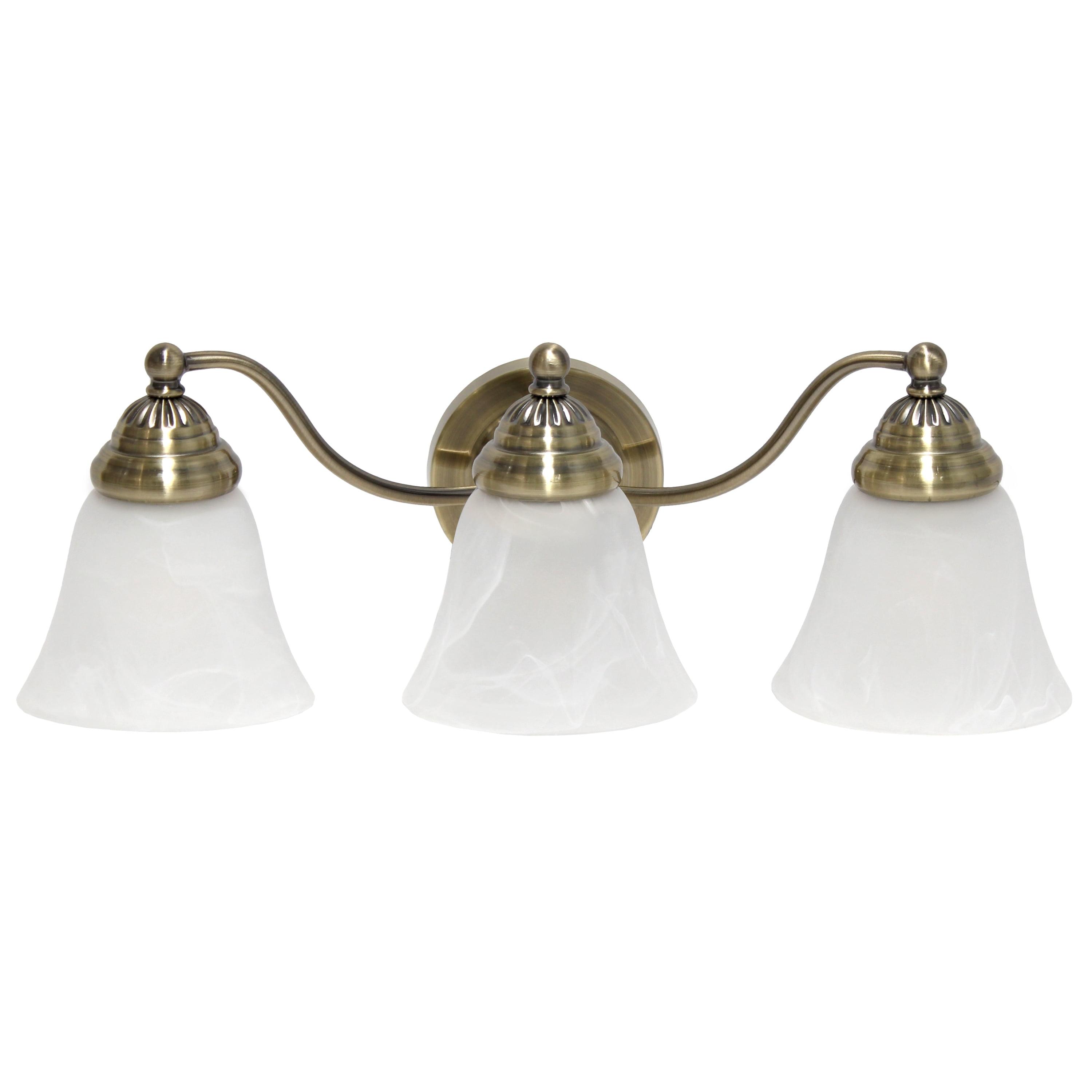 3 Light Curved Metal and Alabaster White Glass Shade Vanity Wall Light Fixture - Lalia Home