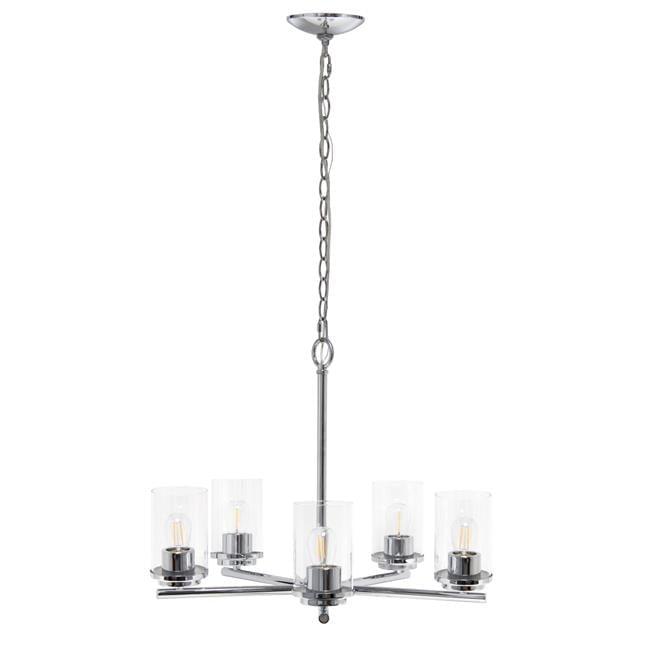 5-Light 20.5" Classic Contemporary Clear Glass/Metal Hanging Pendant  - Lalia Home