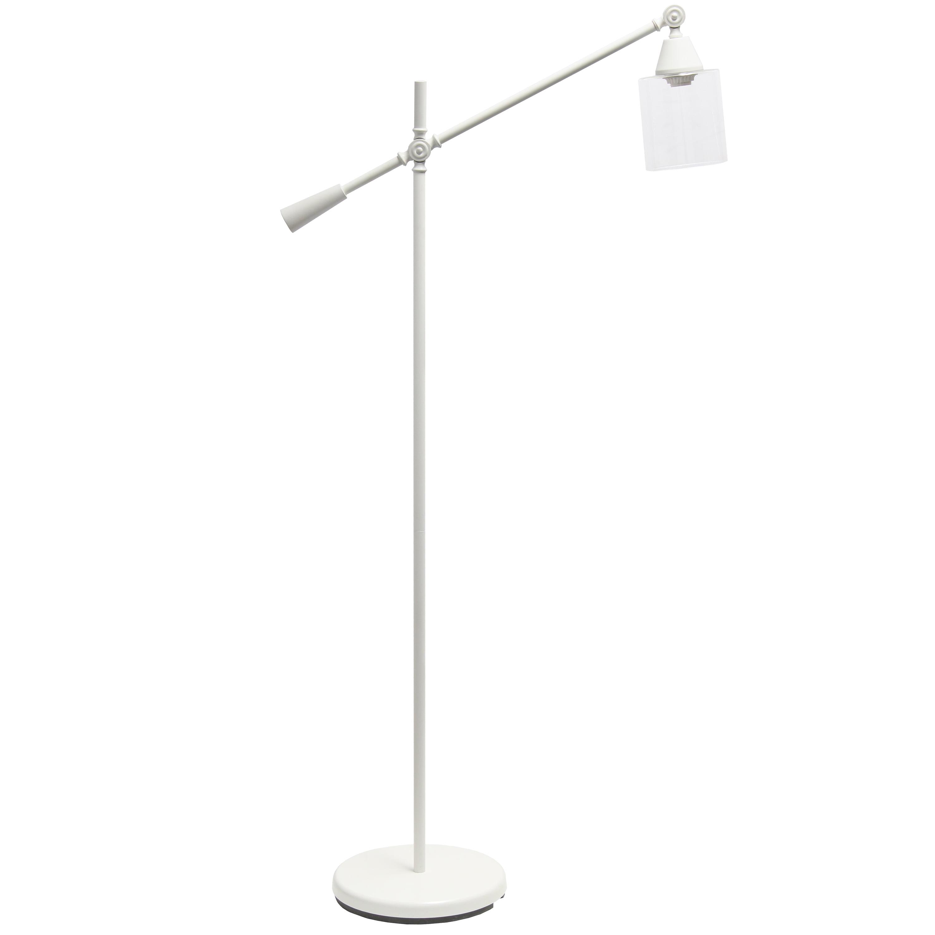 Swing Arm Floor Lamp with Glass Cylindrical Shade - Lalia Home