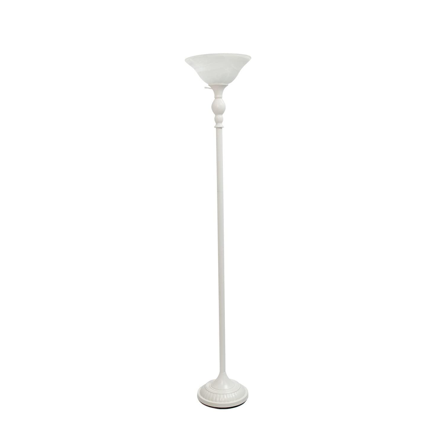 1-Light Classic Torchiere Floor Lamp with Marbleized Glass Shade - Lalia Home