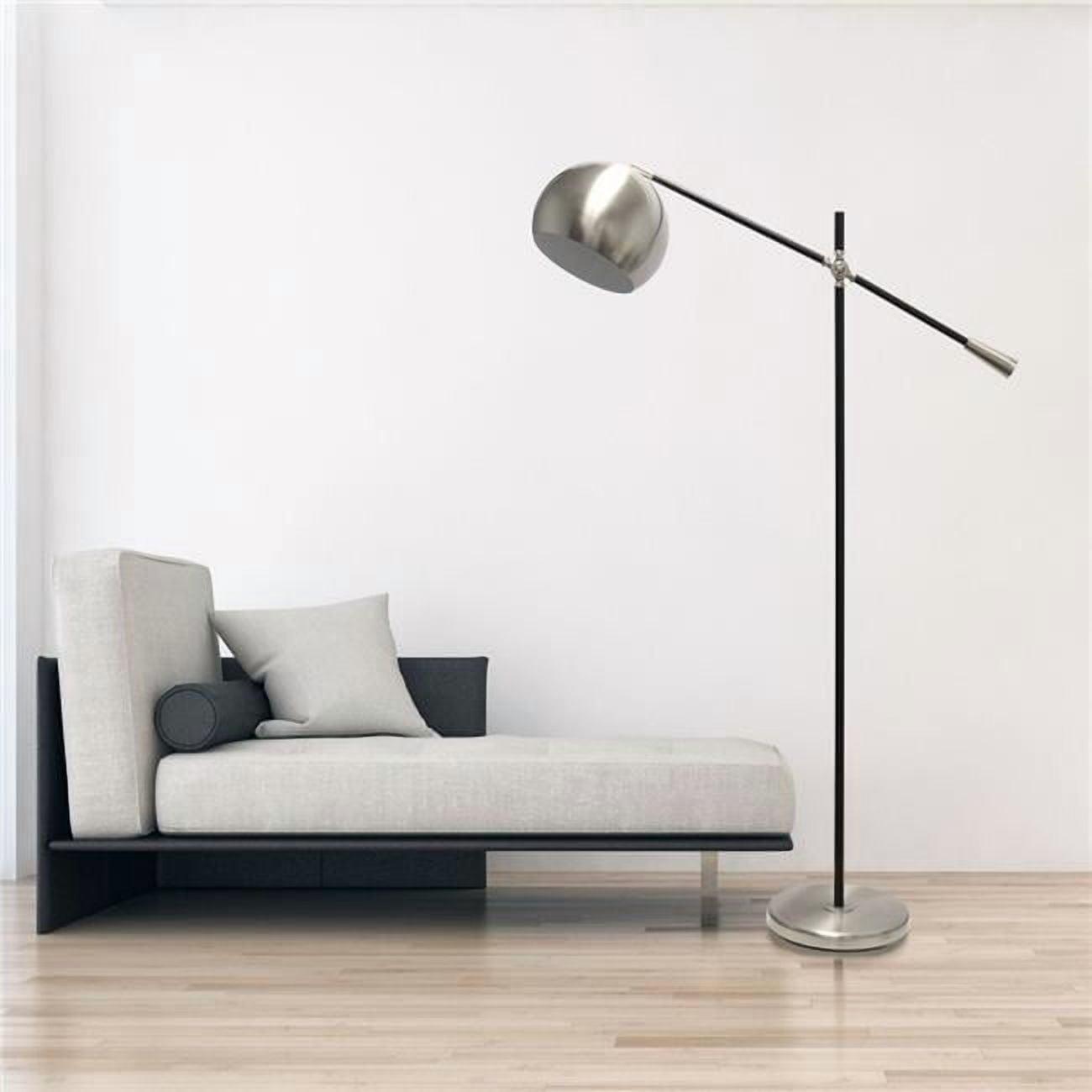 Swivel Floor Lamp with Inner Dome Shade Brushed Nickel - Lalia Home: Adjustable Neck, UL Listed, Metal Body