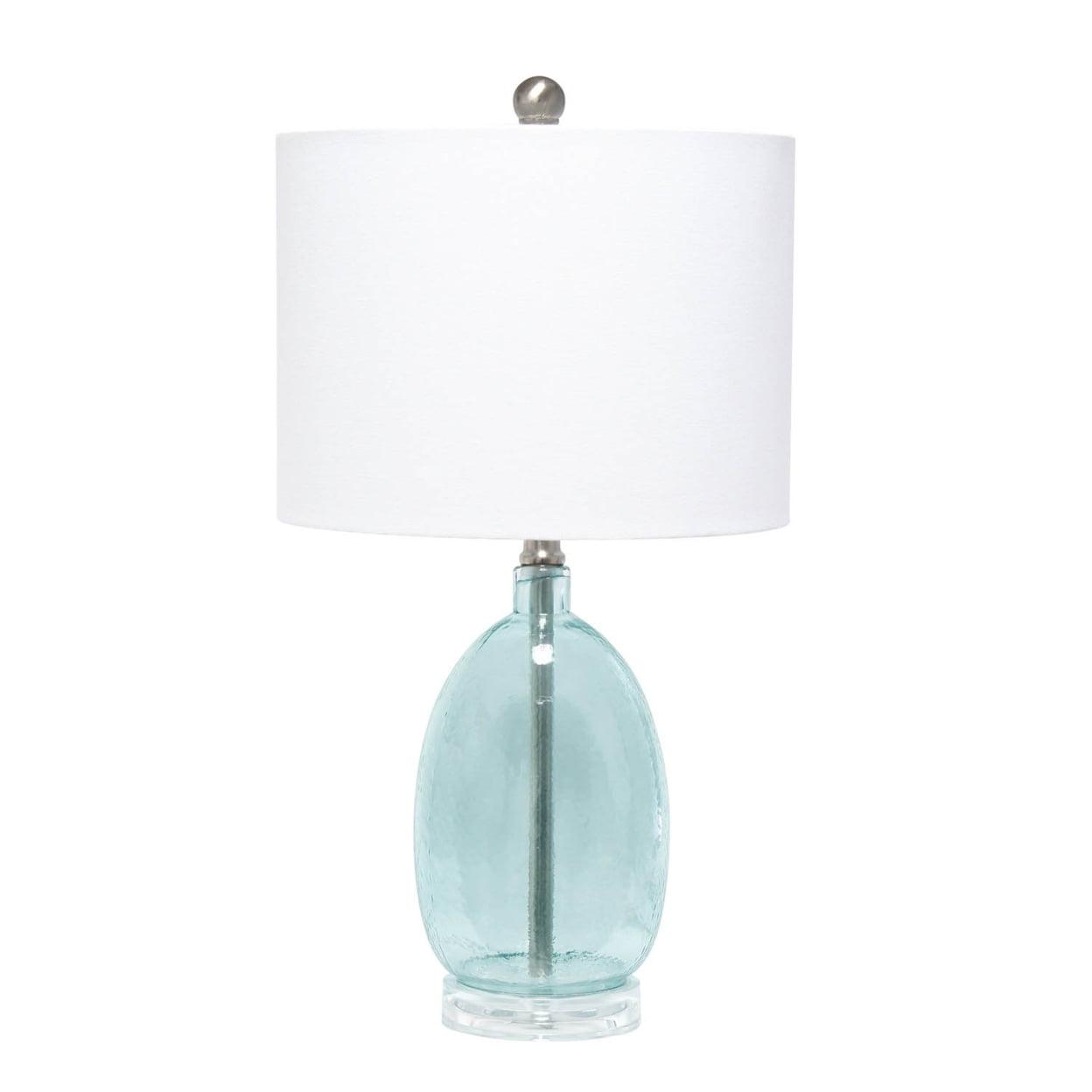 Glass Table Lamp with White Drum Shade Blue - Lalia Home: Brushed Nickel, No Assembly Required