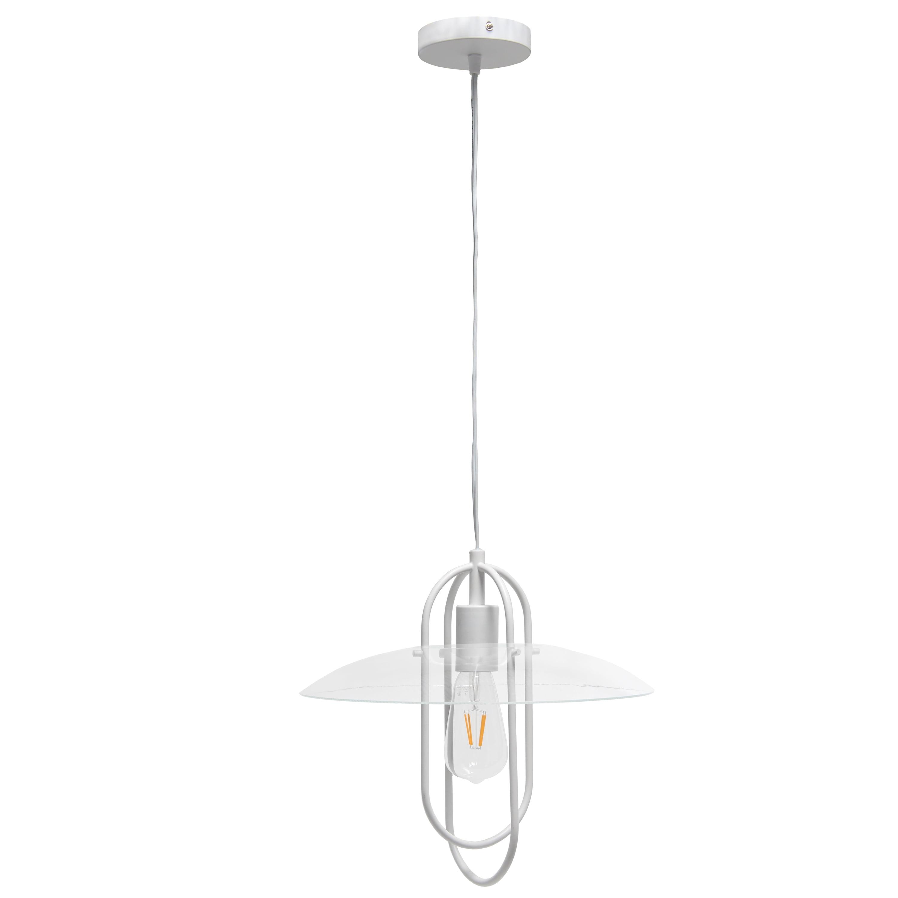 Sleek Cylindrical White and Nickel 45" Glass Pendant Light