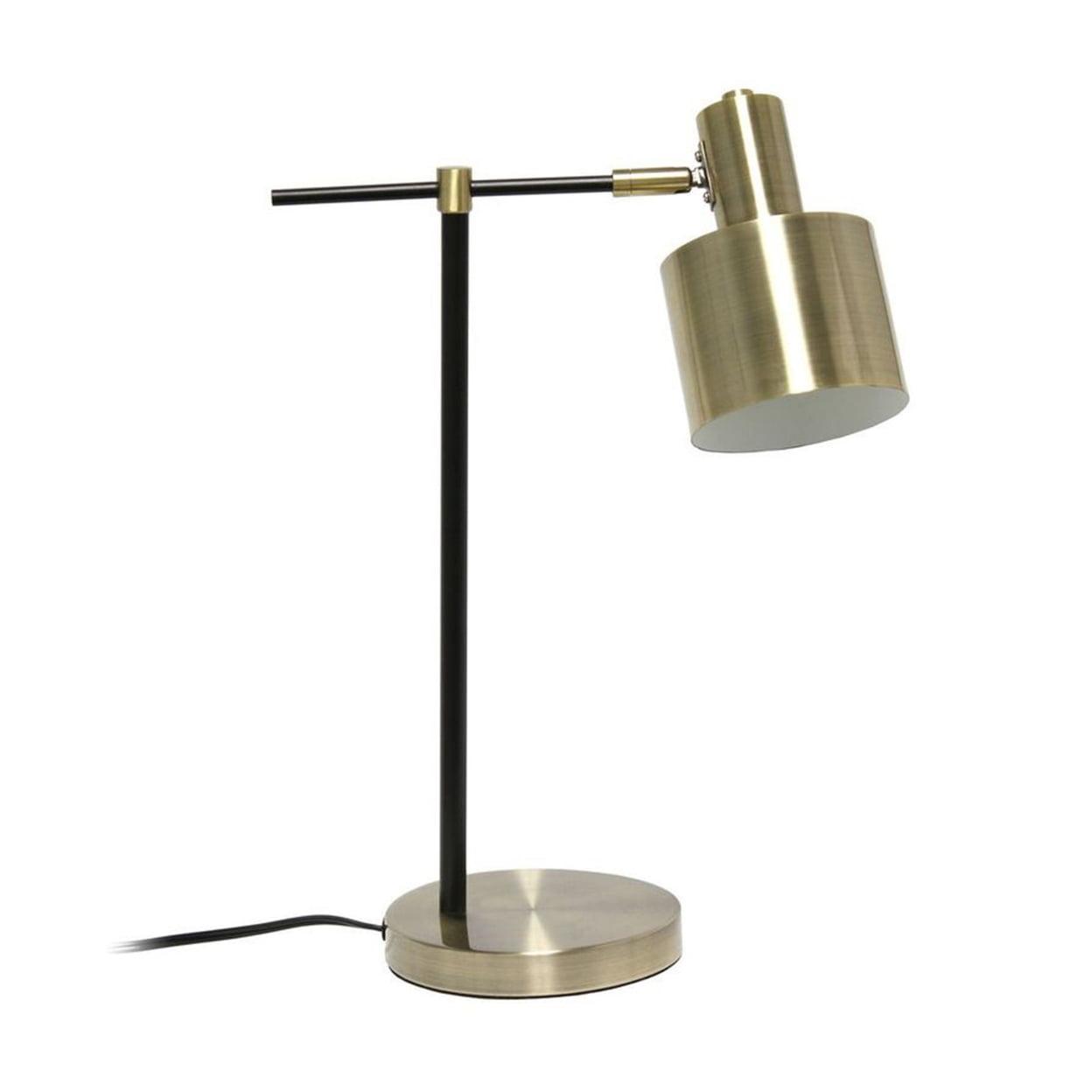 Antique Brass and Black Industrial Nightstand Lamp