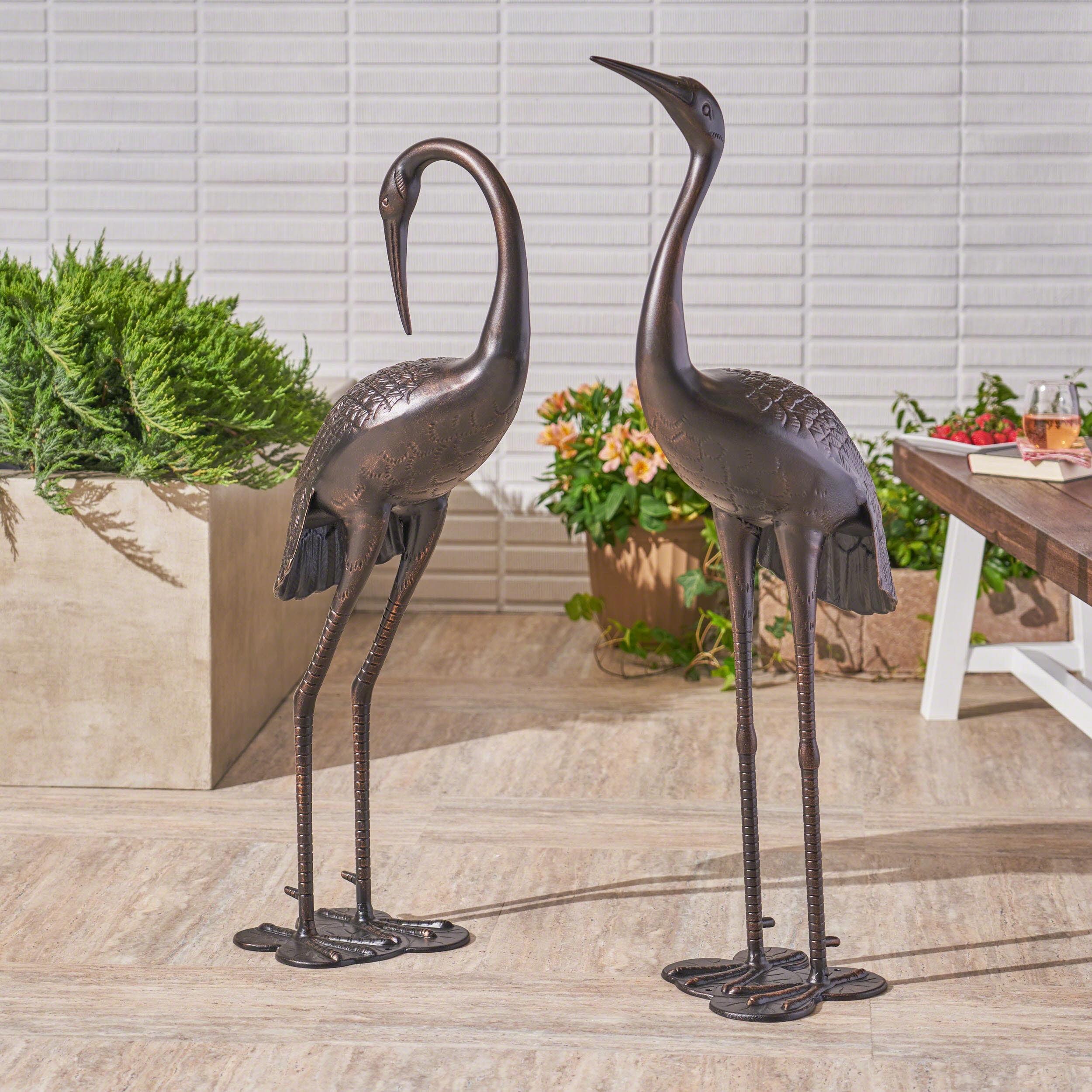 Rosecliff Heights Outdoor Aluminum Crane Garden Statue  (Set Of 2) (Set of 2)