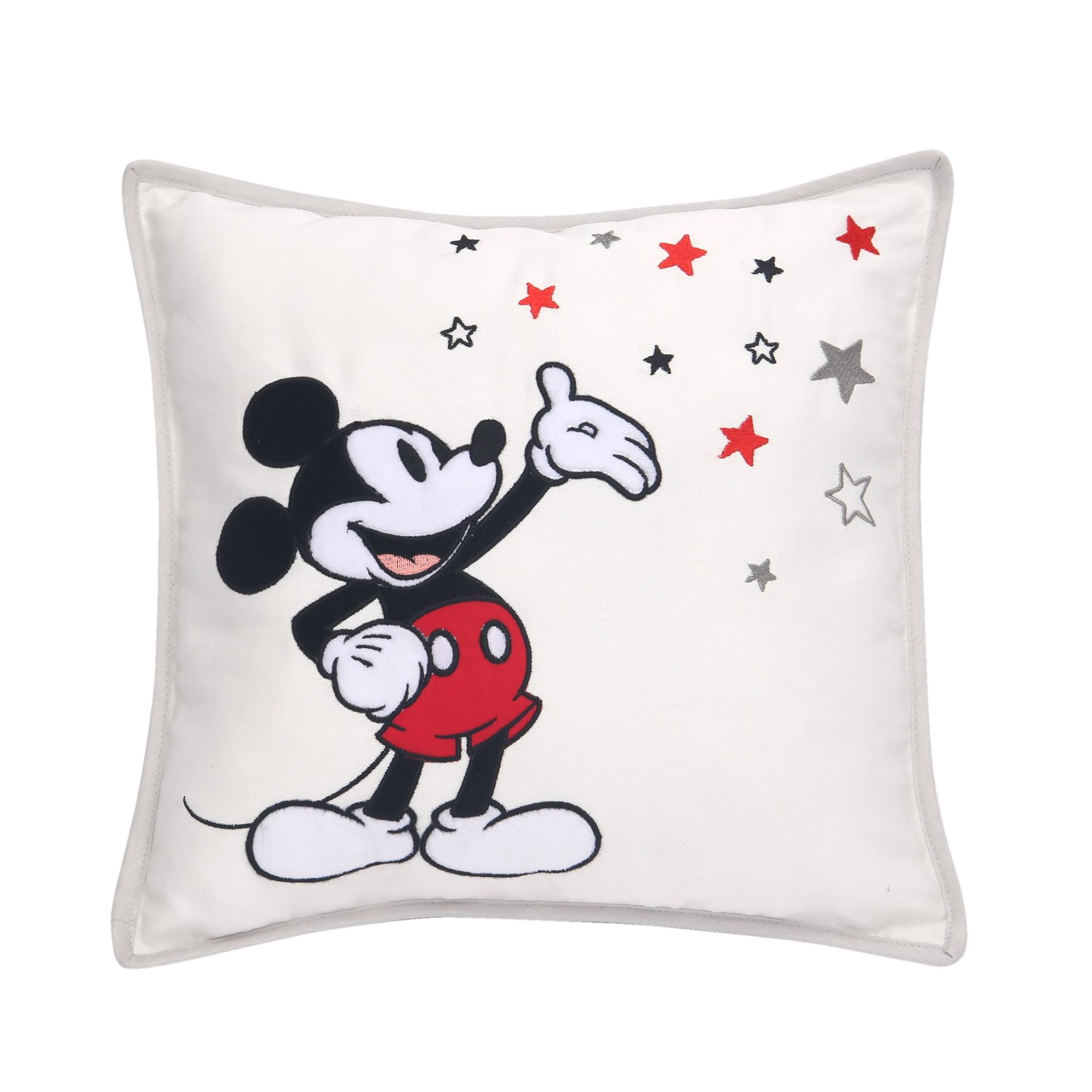 Enchanted Mickey Mouse Embroidered Cotton Kids Throw Pillow - 13" Square