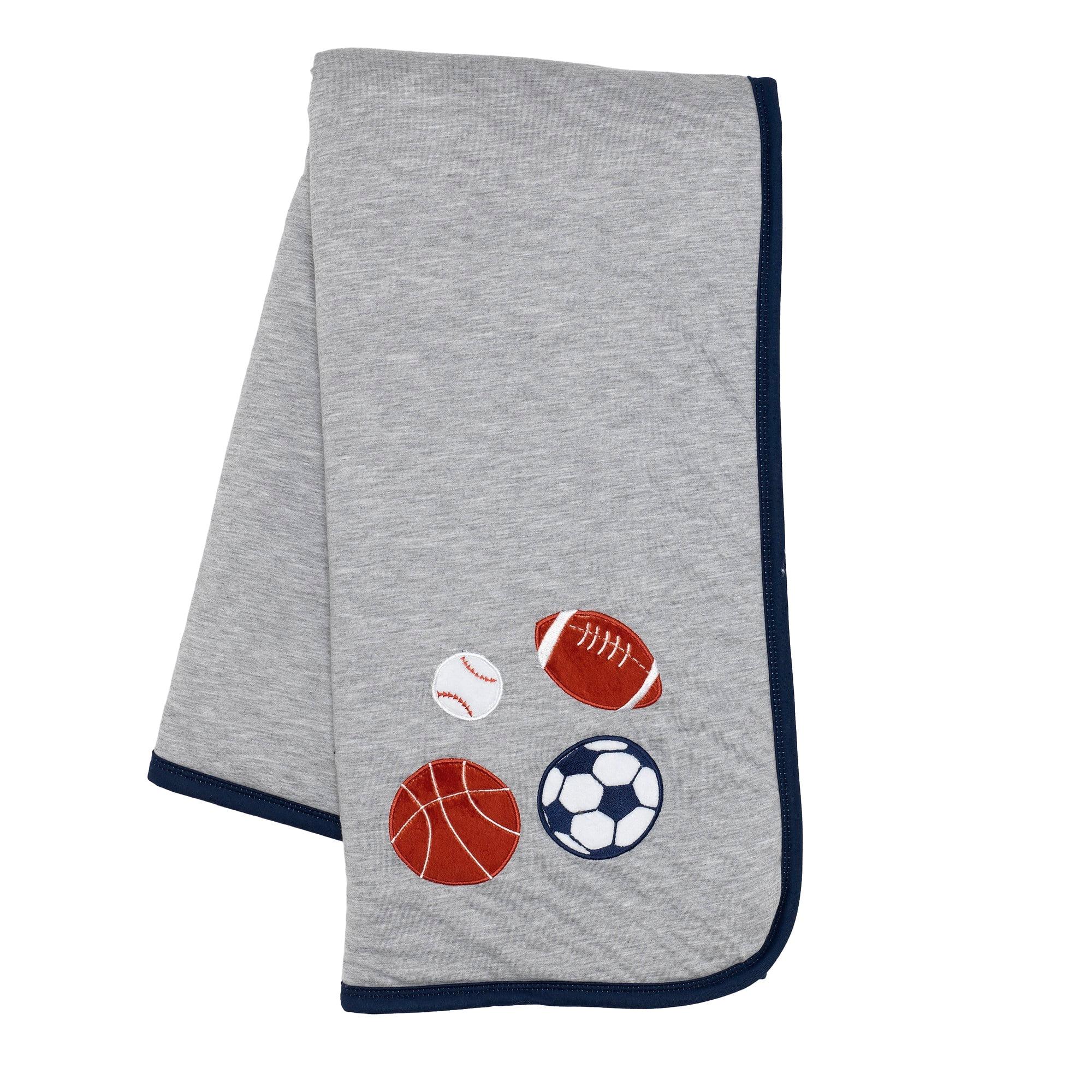 Lambs & Ivy Hall of Fame Sports Jersey/Faux Shearling Cozy Baby Blanket
