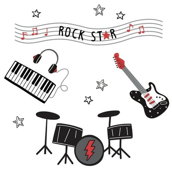 Lambs & Ivy Rock Star Musical Instruments Wall Decals/Stickers - Drums/Guitar