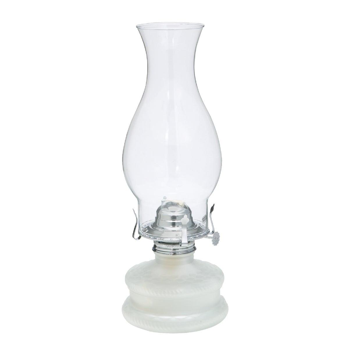 Vintage Frosted Glass Oil Lamp with Brass-Plated Burner