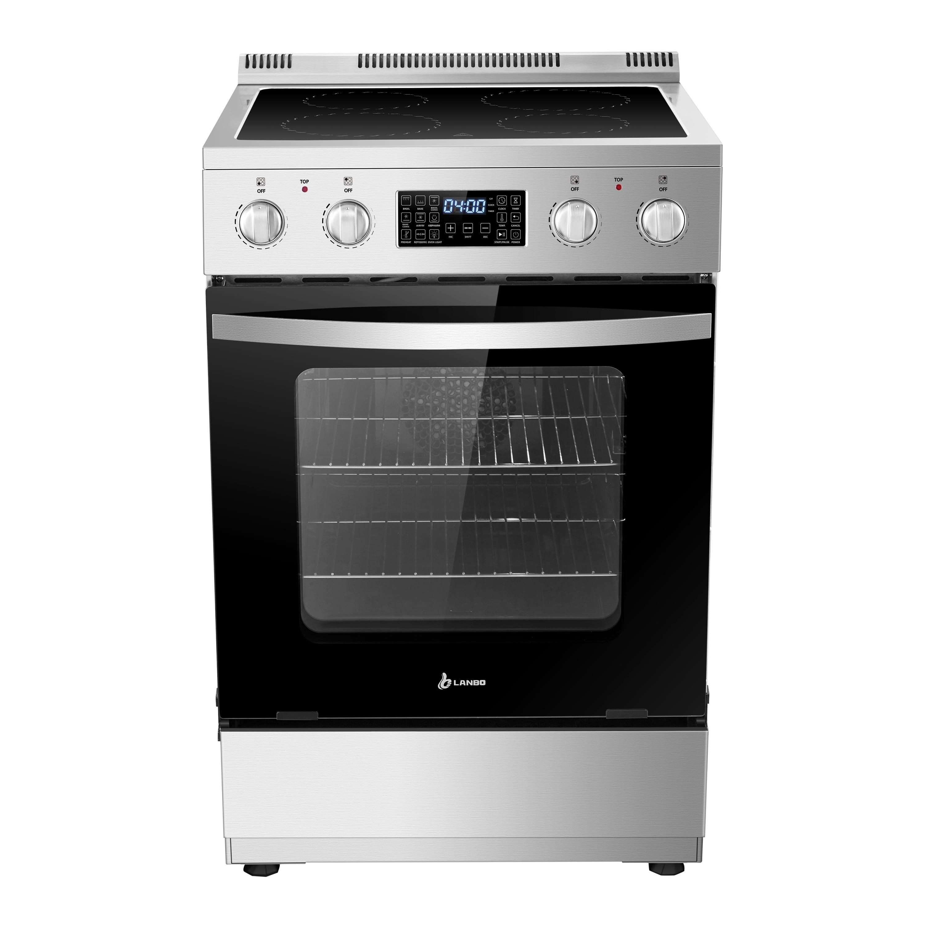 Lanbo Lanbo 24 Inch 2.9 Cu.ft Freestanding Electric Range with Air Fry, Rotisserie and True Convection Oven, Stainless Steel LBERT24RCSAA