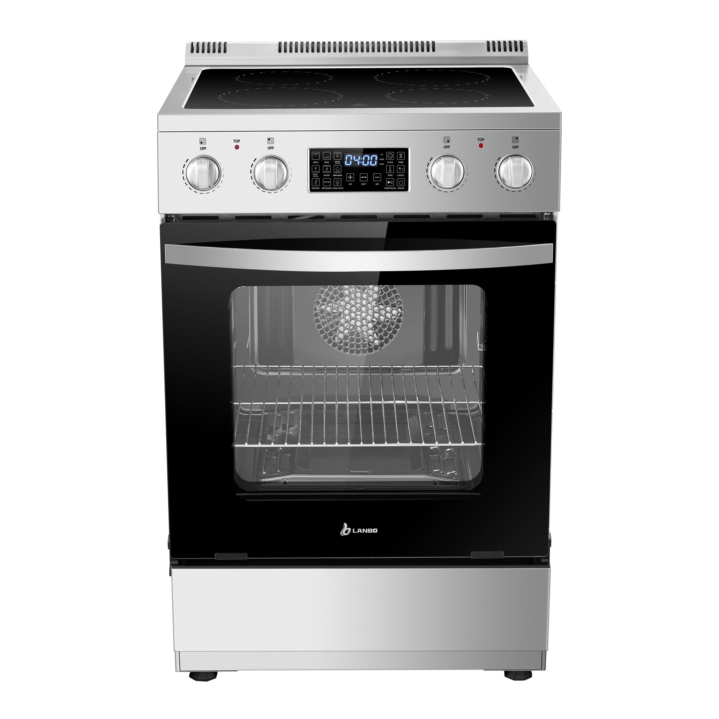 Lanbo Lanbo 24 Inch 2.9 Cu.ft Freestanding Electric Range with Air Fry, Rotisserie and True Convection Oven, Stainless Steel LBERT24RCSAA