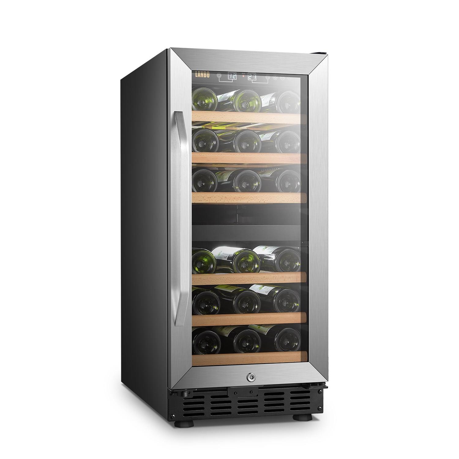 Lanbo 15 Inch Dual Zone Stainless Steel Wine Cooler with Interior Lighting