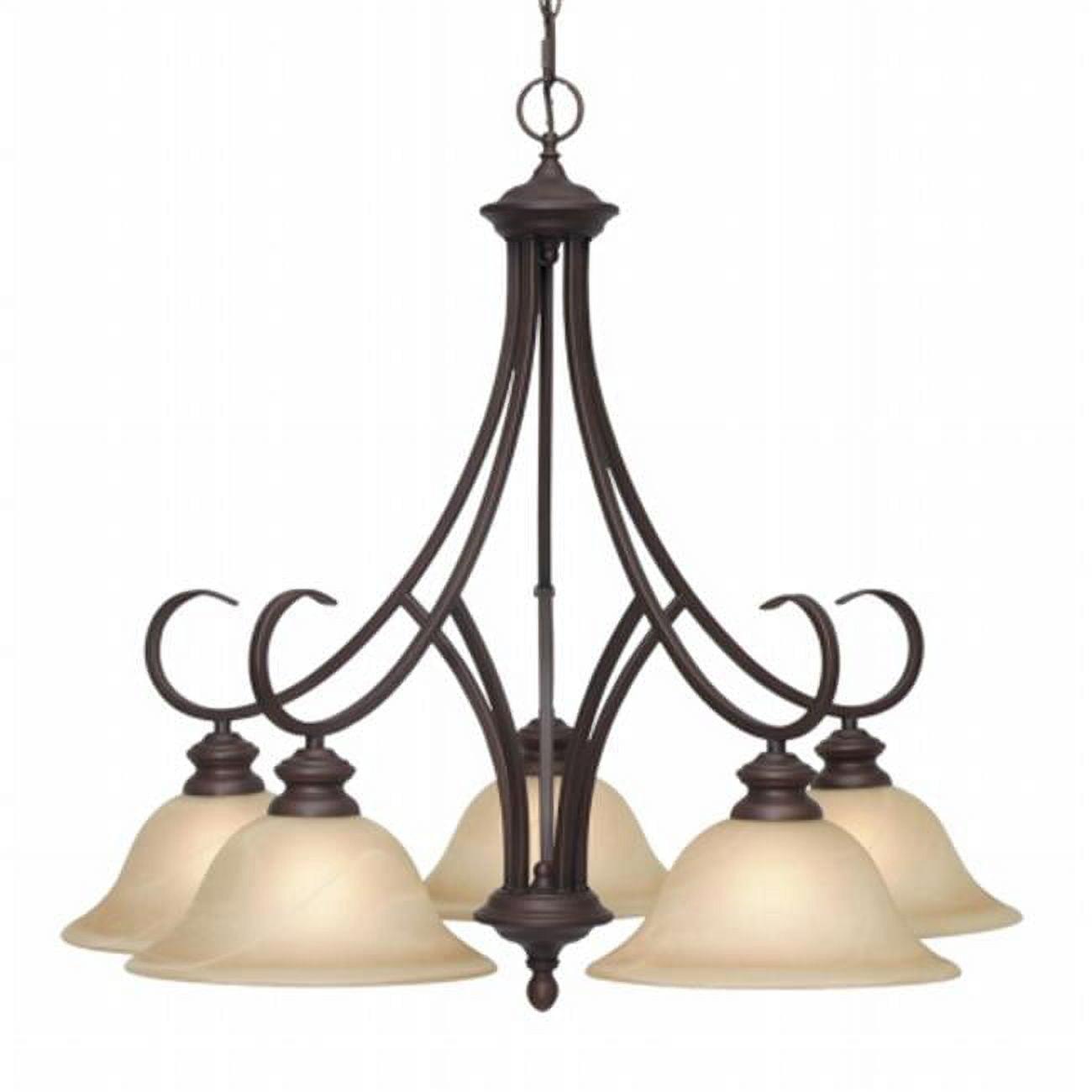 Elegant Lancaster 28" Rubbed Bronze Chandelier with Antique Marbled Glass