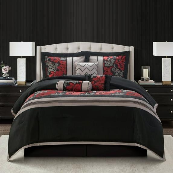 Nanshing America, Inc Pierre 7 Piece Luxury Glam Comforter Set