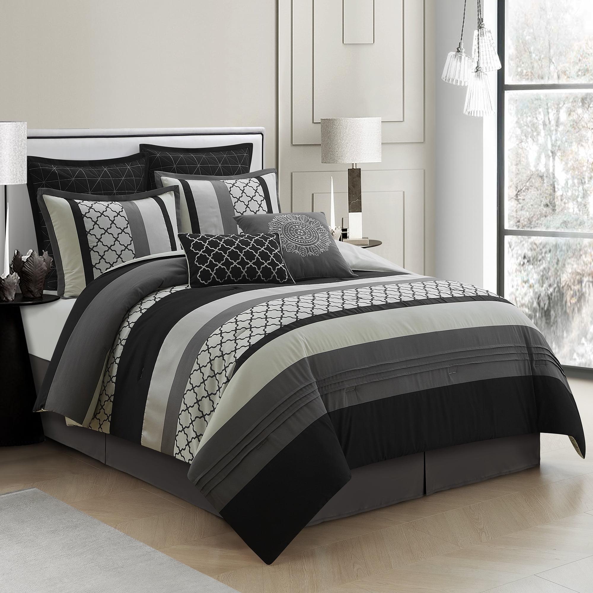 Nanshing 8pc King Avalon Comforter Set Black