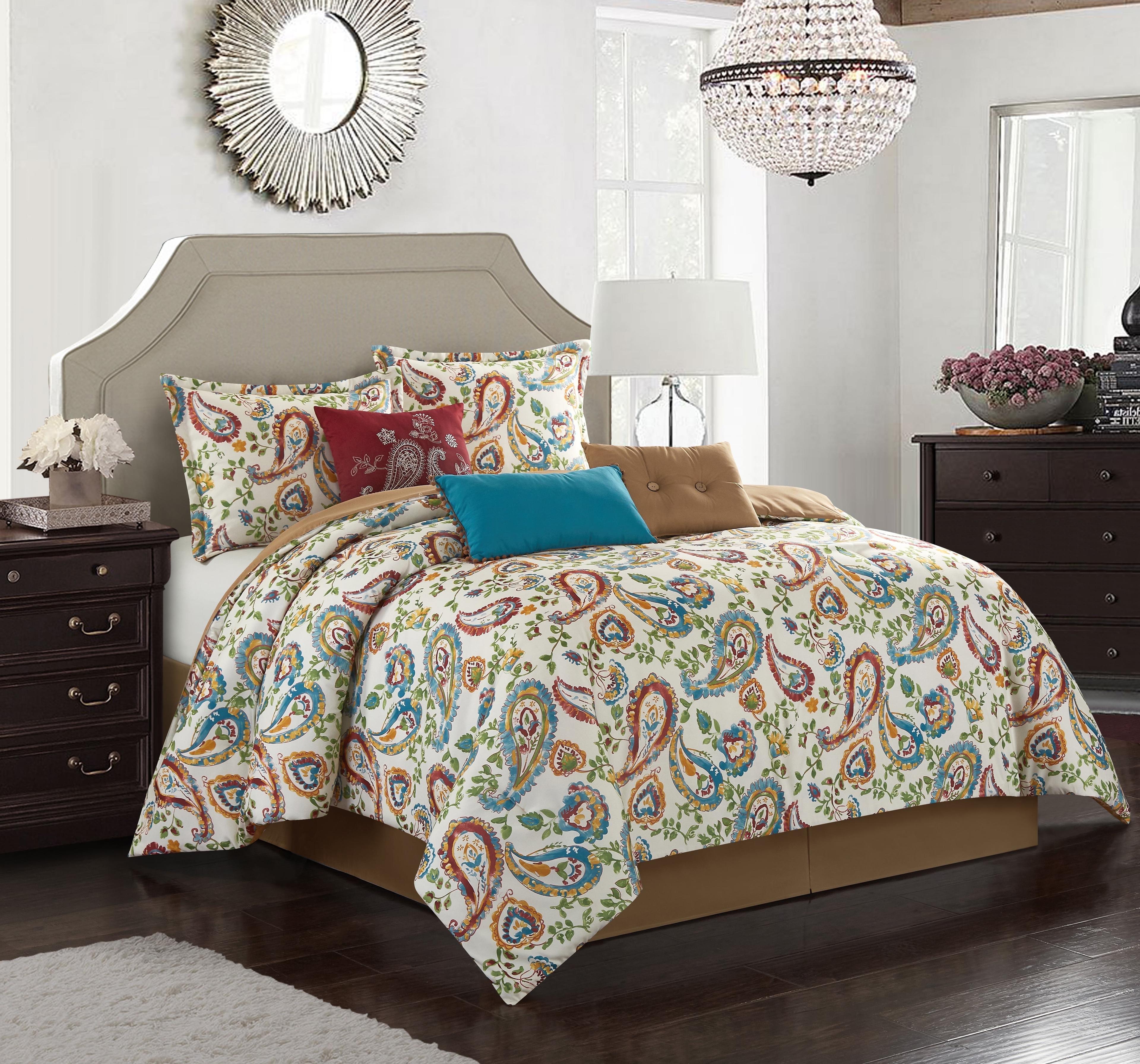 Autumn Paisley Microfiber Traditional 7 Piece Comforter Set