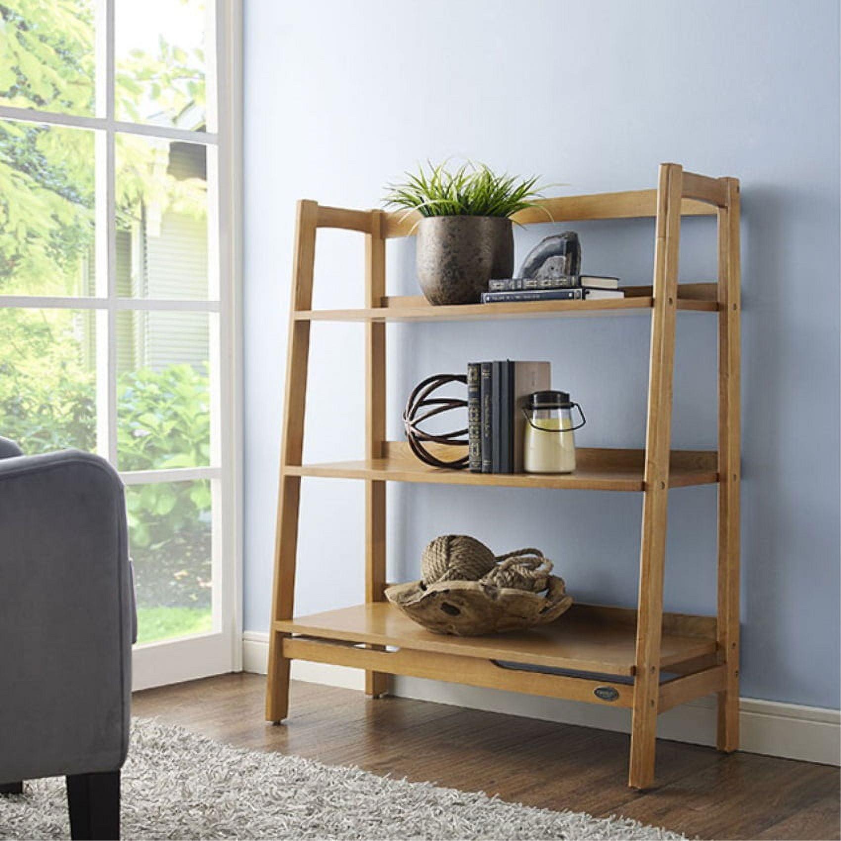 Landon Light Brown Wood Ladder Bookcase