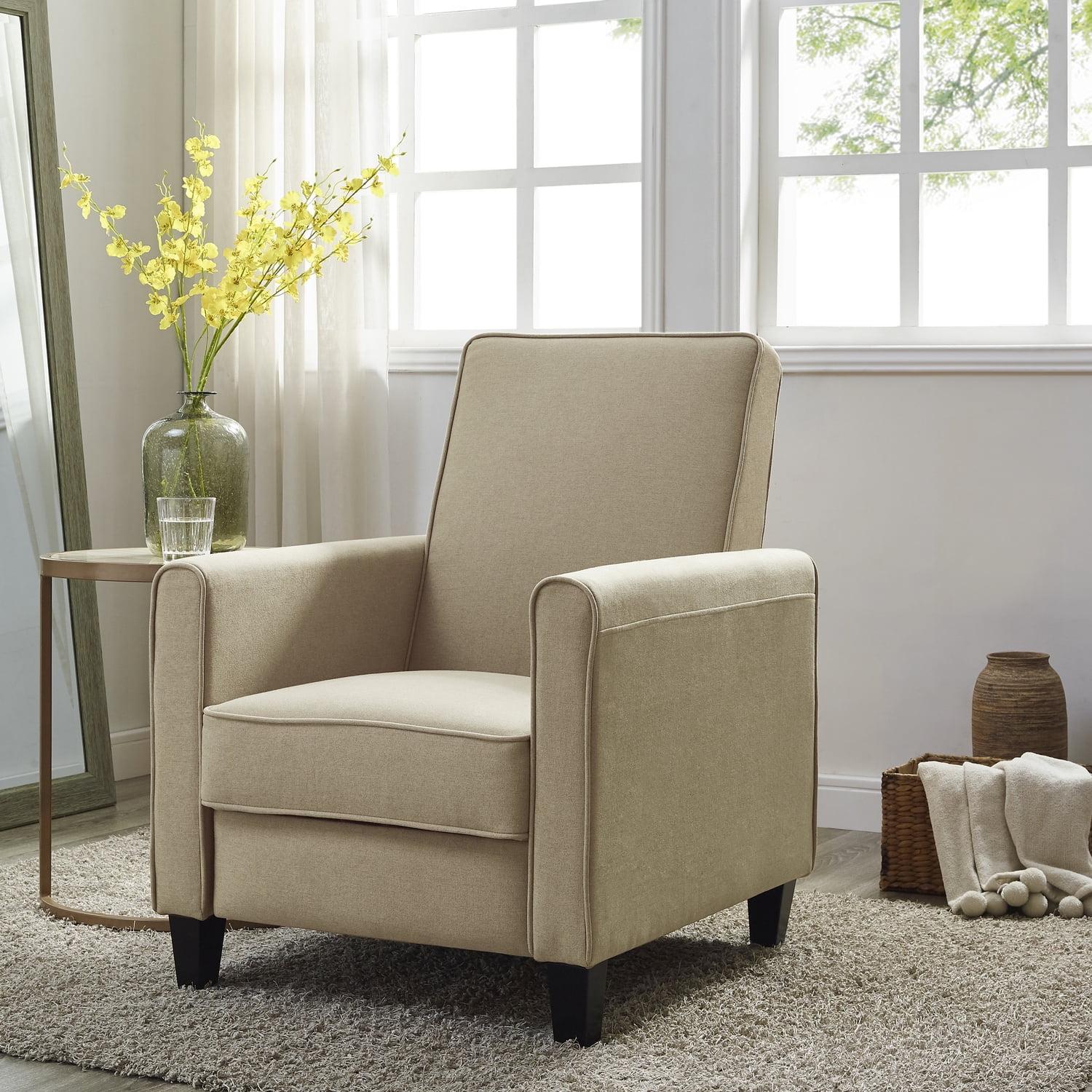 Landon Push Back Recliner Upholstered Club Chair by Naomi Home-Color:Mocha,Fabric:Linen