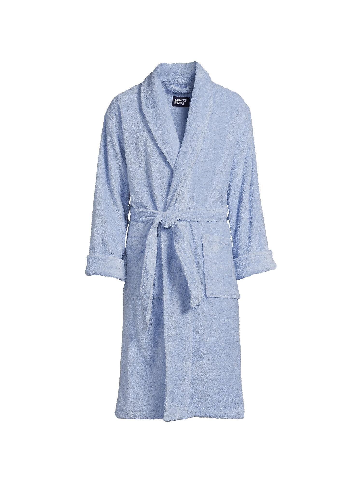 Lands' End Men's Calf Length Turkish Terry Robe - 2X Large - Soft Blue Haze